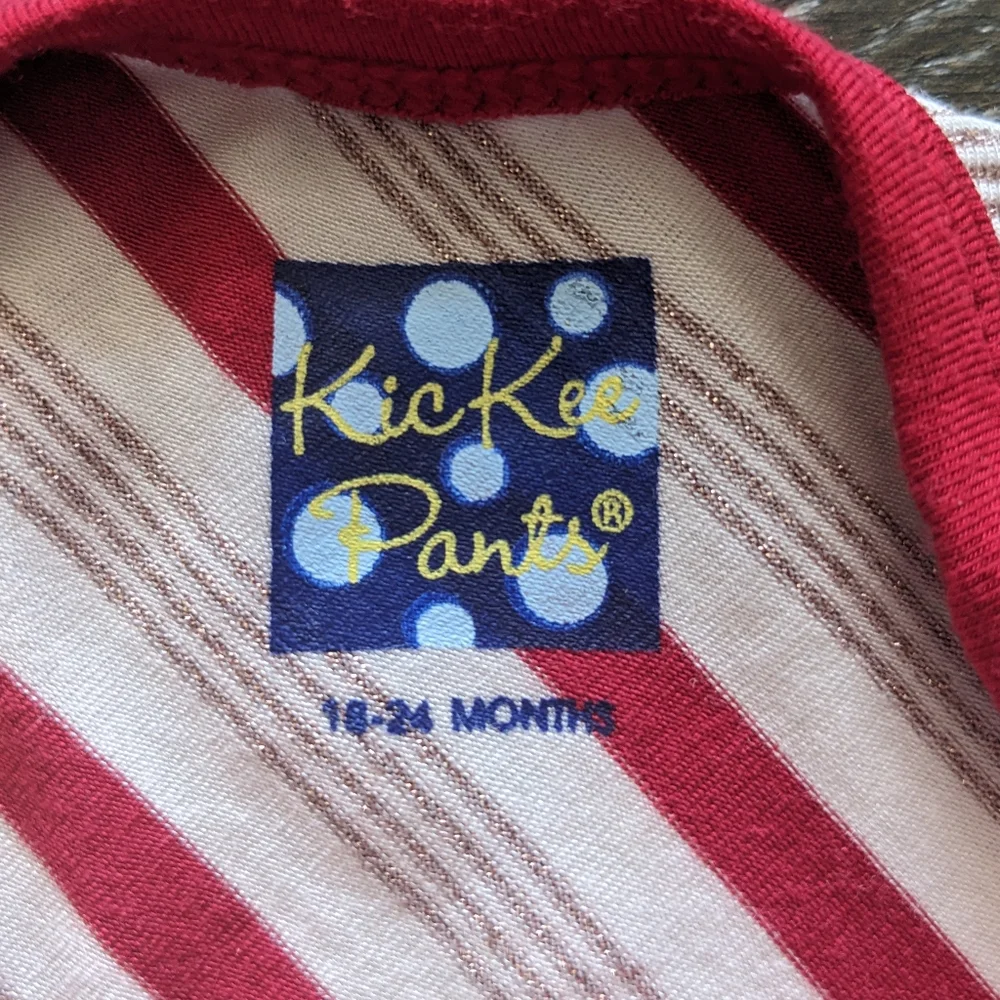 Kickee Pants Babydoll Outfit Set Rose Gold Candy Cane Stripe Size 18-24 Months